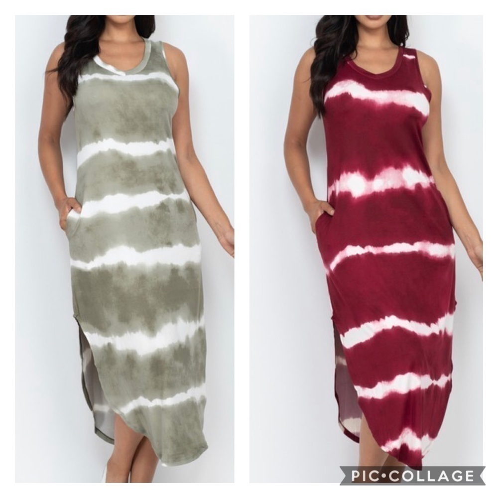 Cute T-Shirt Midi Burgundy n White Dress - Picture 3 of 3